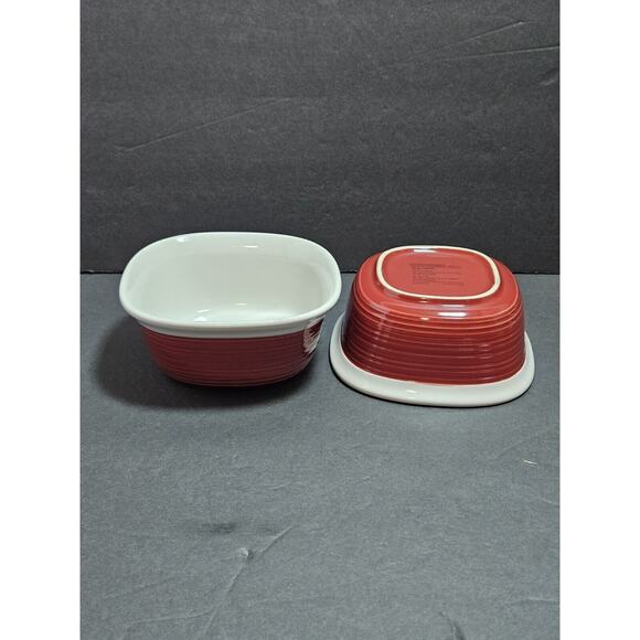 Corning Ware Etch Brick Red Stoneware Casserole Square 20 oz & 7 oz Four Dishes - Picture 11 of 16